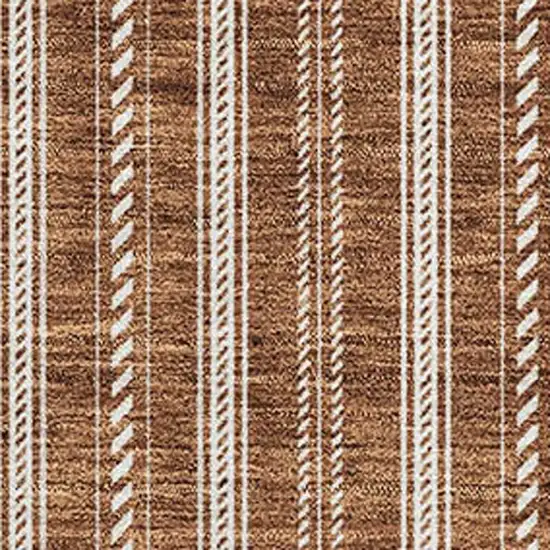Terra Cotta And Beige Striped Washable Area Rug With UV Protection Photo 2