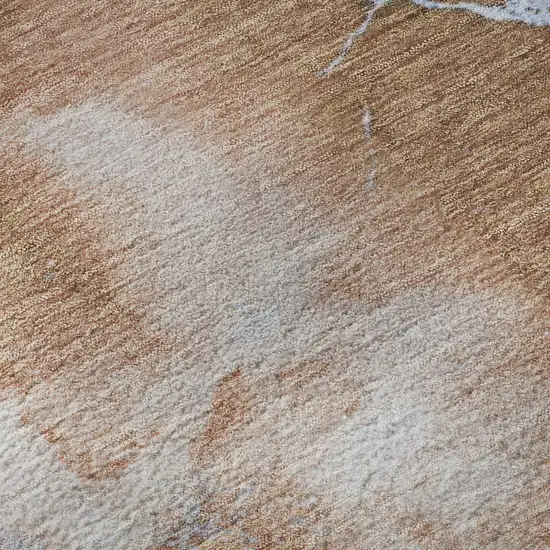 Terra Cotta And Blue Abstract Washable Area Rug With UV Protection Photo 1