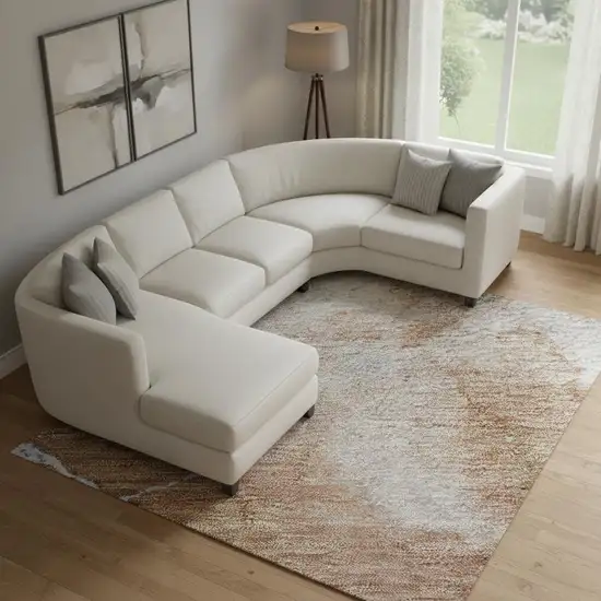 Terra Cotta And Blue Abstract Washable Area Rug With UV Protection Photo 2