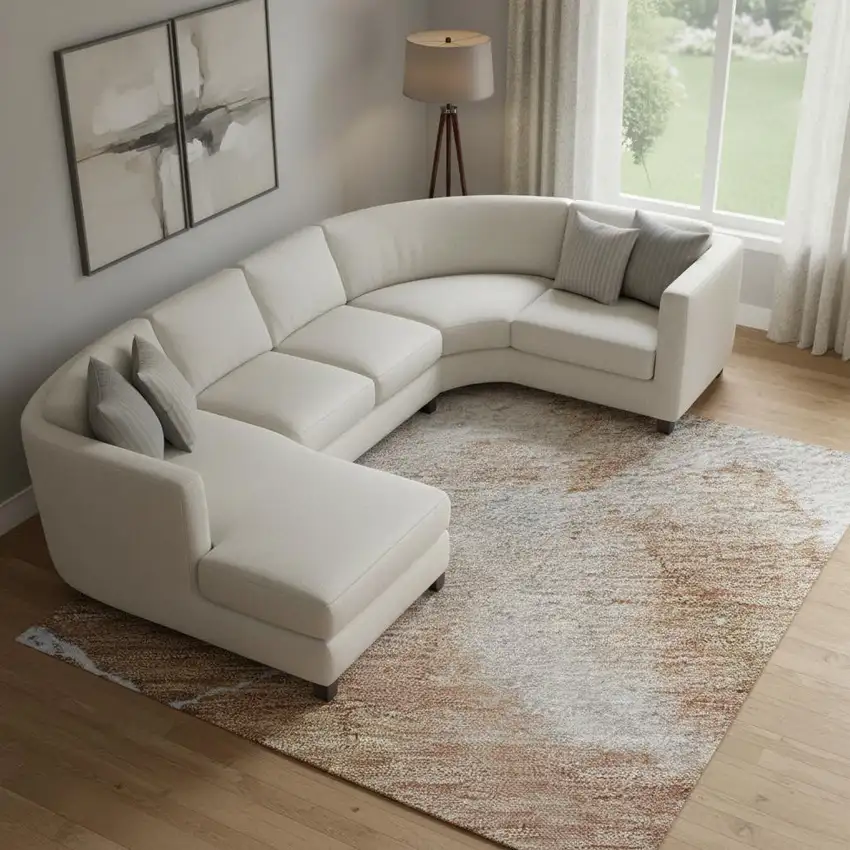 Terra Cotta And Blue Abstract Washable Area Rug With UV Protection Photo 2