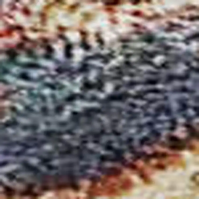 Terra Cotta And Blue Damask Washable Area Rug With UV Protection Photo 2