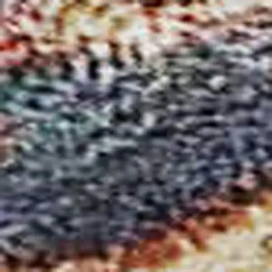 Terra Cotta And Blue Damask Washable Area Rug With UV Protection Photo 2