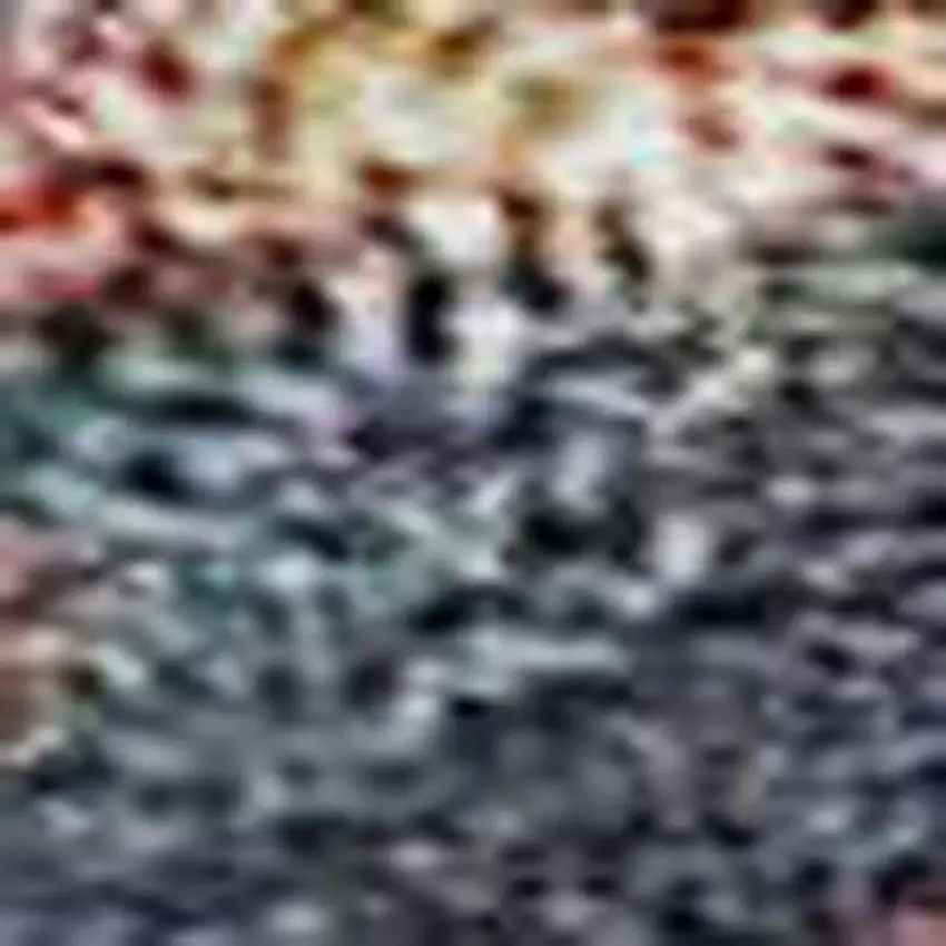 Terra Cotta And Blue Damask Washable Area Rug With UV Protection Photo 2