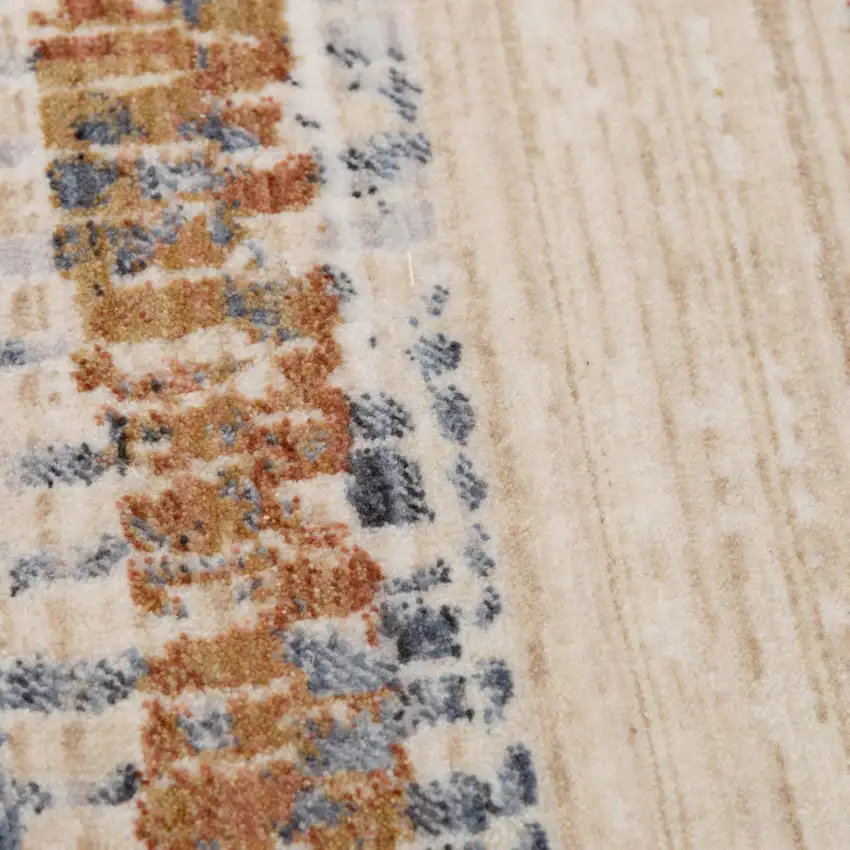 Terra Cotta And Blue Striped Area Rug Photo 4