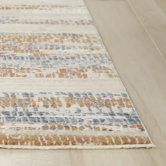 Terra Cotta And Blue Striped Area Rug Photo 3
