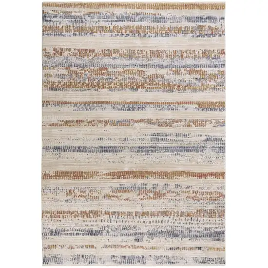 Terra Cotta And Blue Striped Area Rug Photo 2