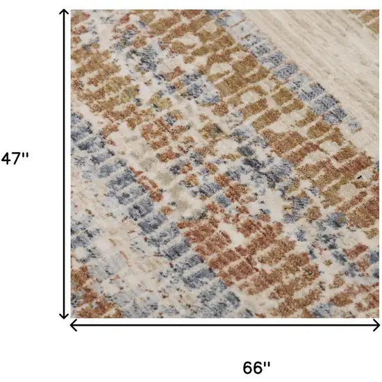 Terra Cotta And Blue Striped Area Rug Photo 6