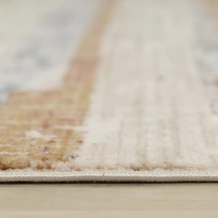 Terra Cotta And Blue Striped Area Rug Photo 5