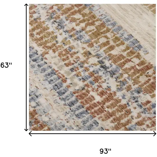 Terra Cotta And Blue Striped Area Rug Photo 6