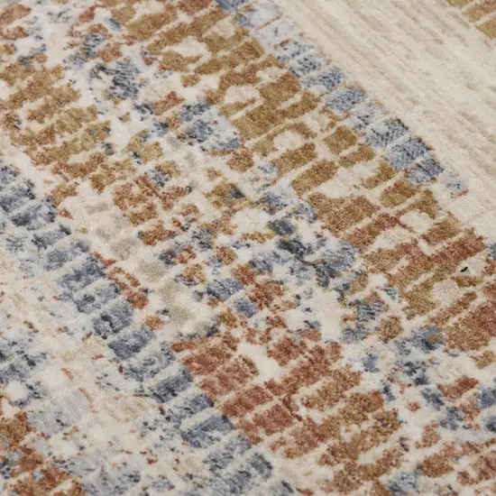 Terra Cotta And Blue Striped Area Rug Photo 1