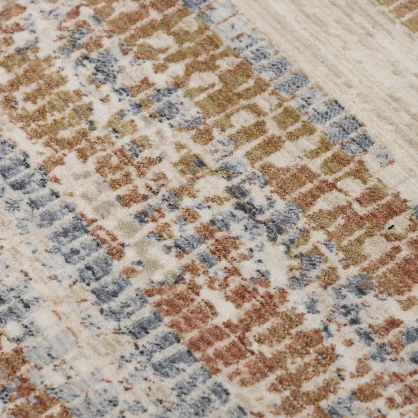 Terra Cotta And Blue Striped Area Rug Photo 1