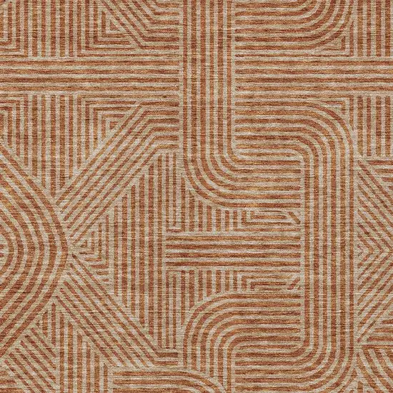 Terra Cotta And Brown Abstract Washable Indoor Outdoor Area Rug Photo 7