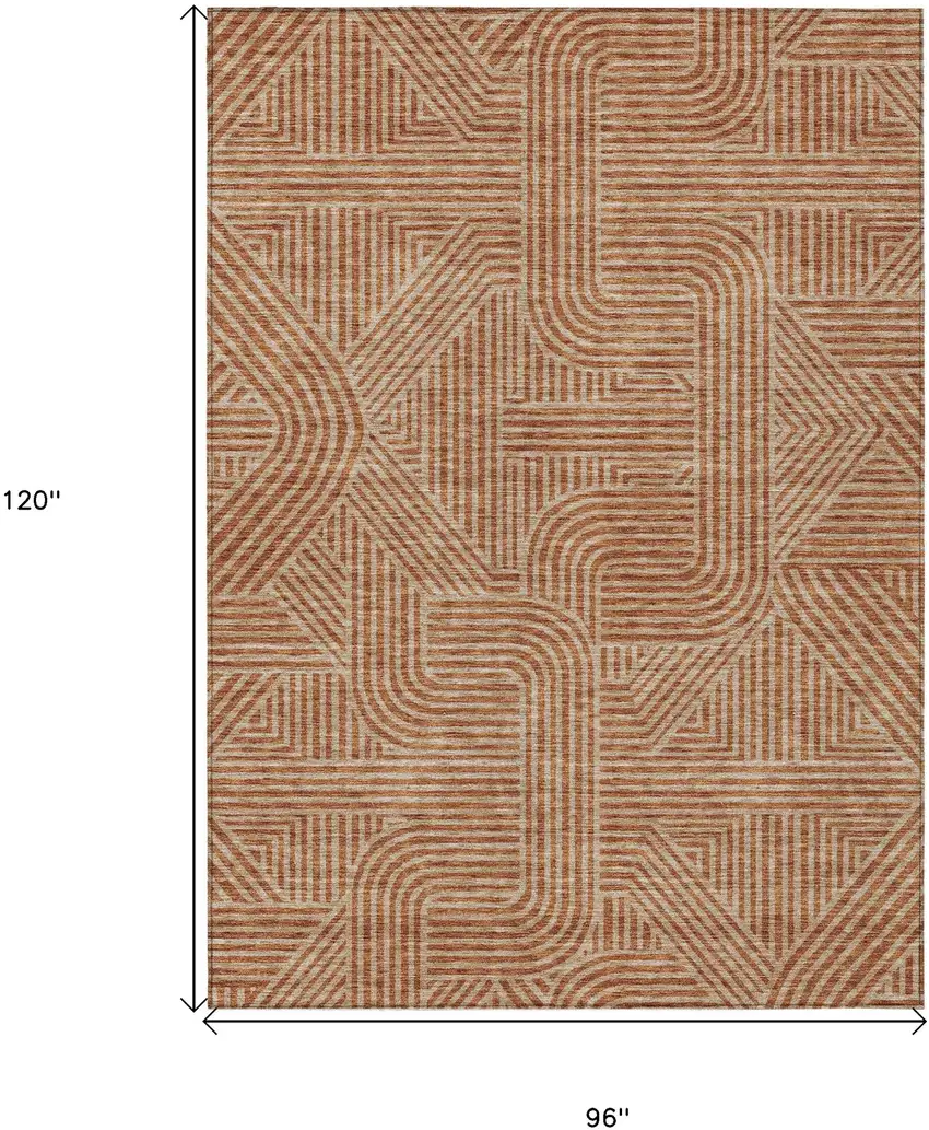 Terra Cotta And Brown Abstract Washable Indoor Outdoor Area Rug Photo 3