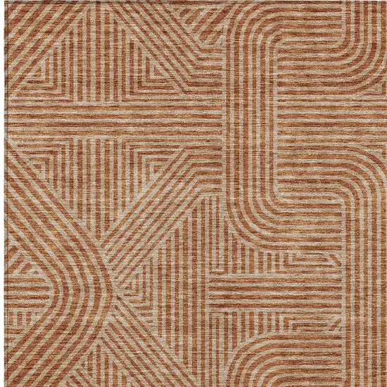 Terra Cotta And Brown Abstract Washable Indoor Outdoor Area Rug Photo 7