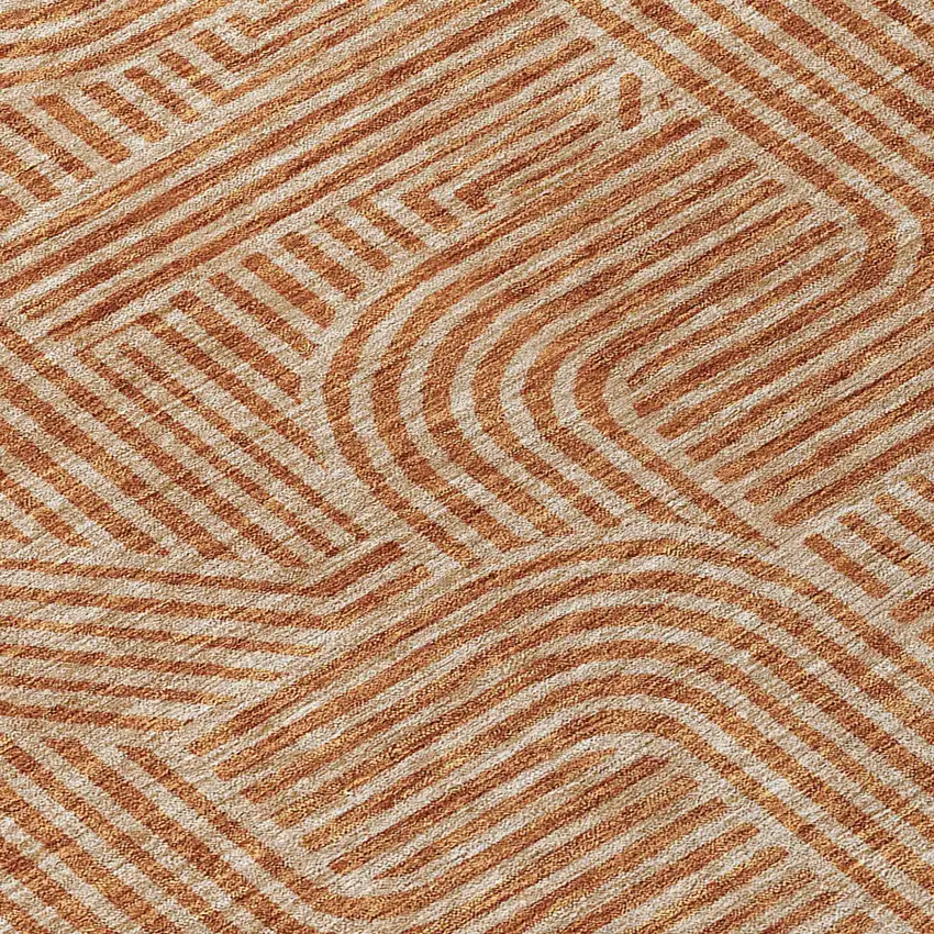 Terra Cotta And Brown Abstract Washable Indoor Outdoor Area Rug Photo 6