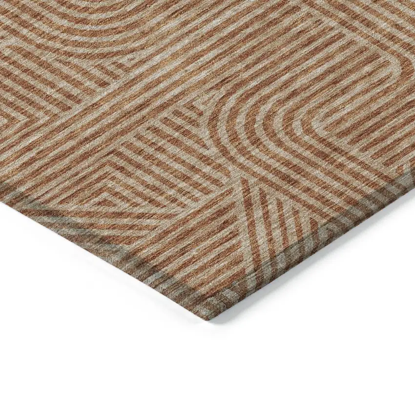 Terra Cotta And Brown Abstract Washable Indoor Outdoor Area Rug Photo 5
