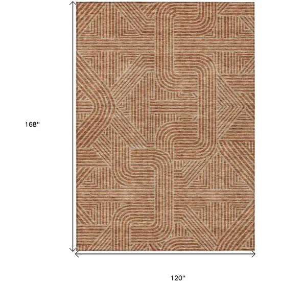 Terra Cotta And Brown Abstract Washable Indoor Outdoor Area Rug Photo 3