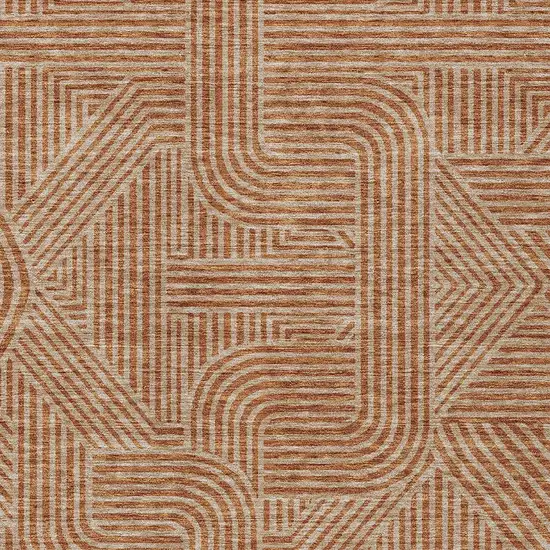 Terra Cotta And Brown Abstract Washable Indoor Outdoor Area Rug Photo 7