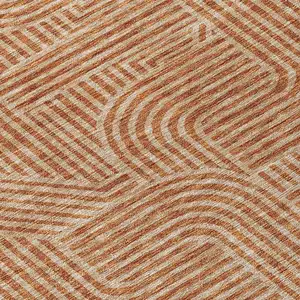 Photo of Terra Cotta And Brown Abstract Washable Indoor Outdoor Area Rug