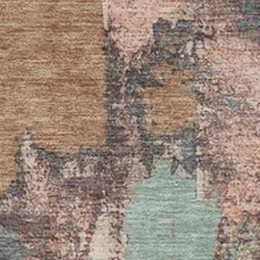 Terra Cotta And Charcoal Abstract Washable Indoor Outdoor Area Rug Photo 3