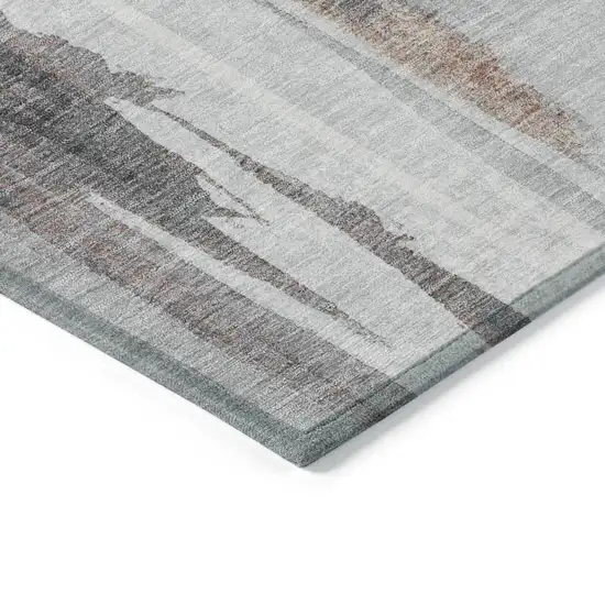 Terra Cotta And Charcoal Abstract Washable Indoor Outdoor Area Rug Photo 9