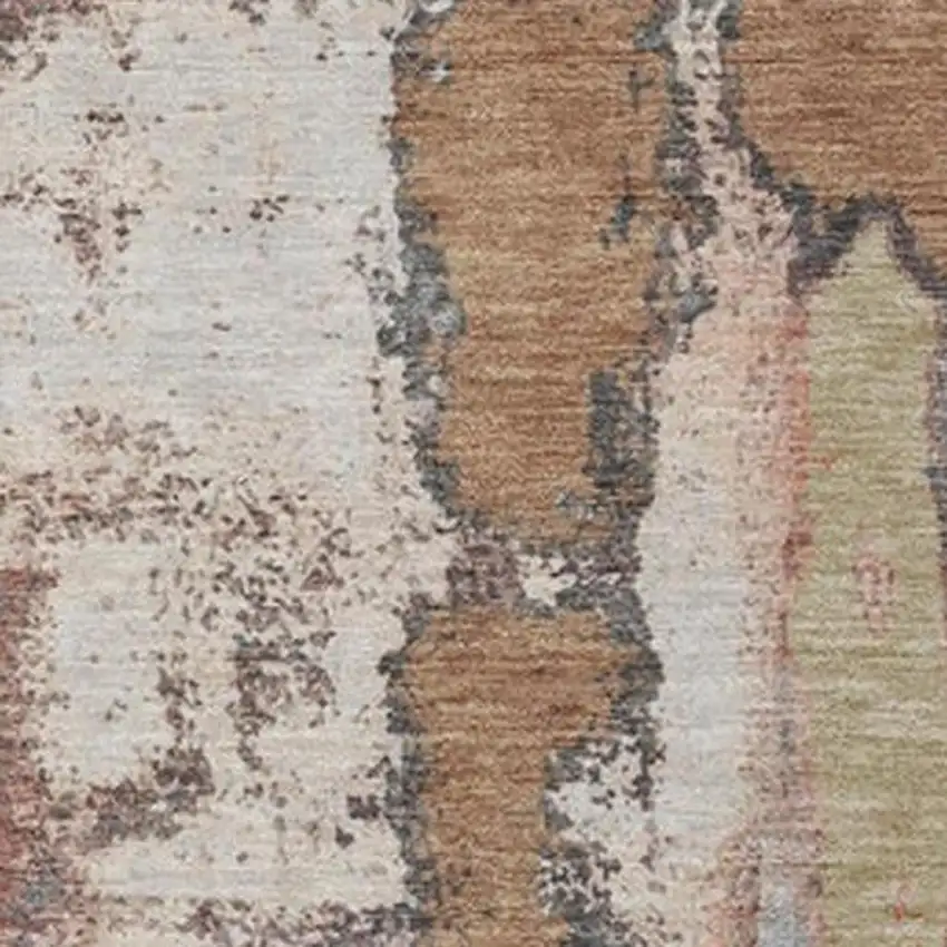 Terra Cotta And Charcoal Abstract Washable Indoor Outdoor Area Rug Photo 3