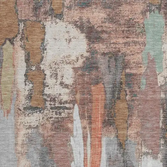 Terra Cotta And Charcoal Abstract Washable Indoor Outdoor Area Rug Photo 3