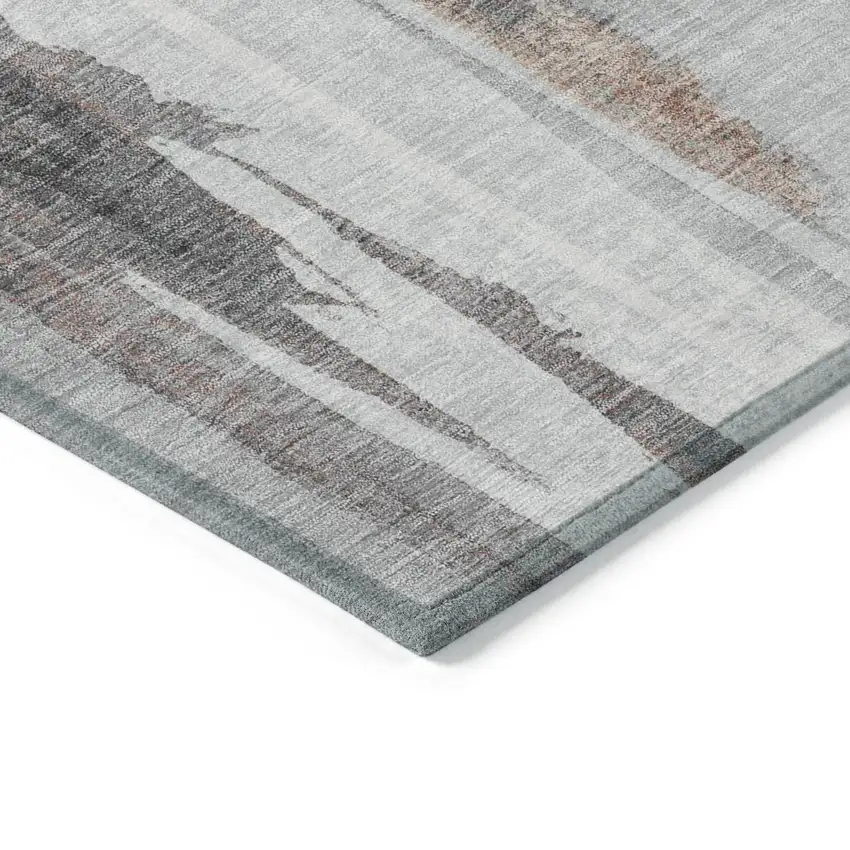 Terra Cotta And Charcoal Abstract Washable Indoor Outdoor Area Rug Photo 9