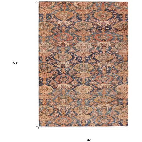 Terra Cotta And Charcoal Damask Washable Indoor Outdoor Area Rug Photo 7