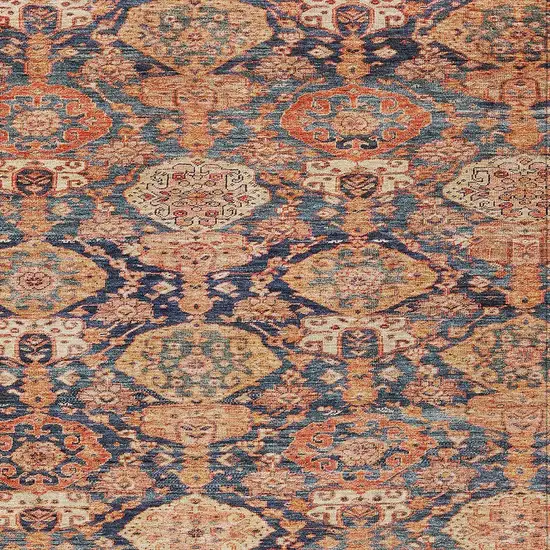 Terra Cotta And Charcoal Damask Washable Indoor Outdoor Area Rug Photo 5