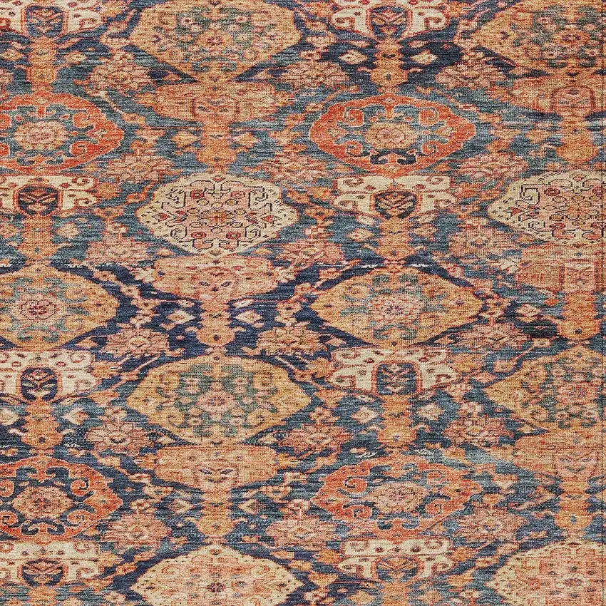 Terra Cotta And Charcoal Damask Washable Indoor Outdoor Area Rug Photo 5