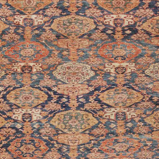 Terra Cotta And Charcoal Damask Washable Indoor Outdoor Area Rug Photo 5