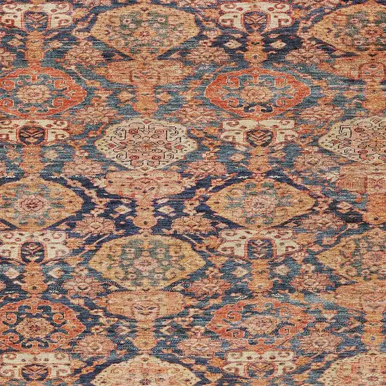 Terra Cotta And Charcoal Damask Washable Indoor Outdoor Area Rug Photo 5