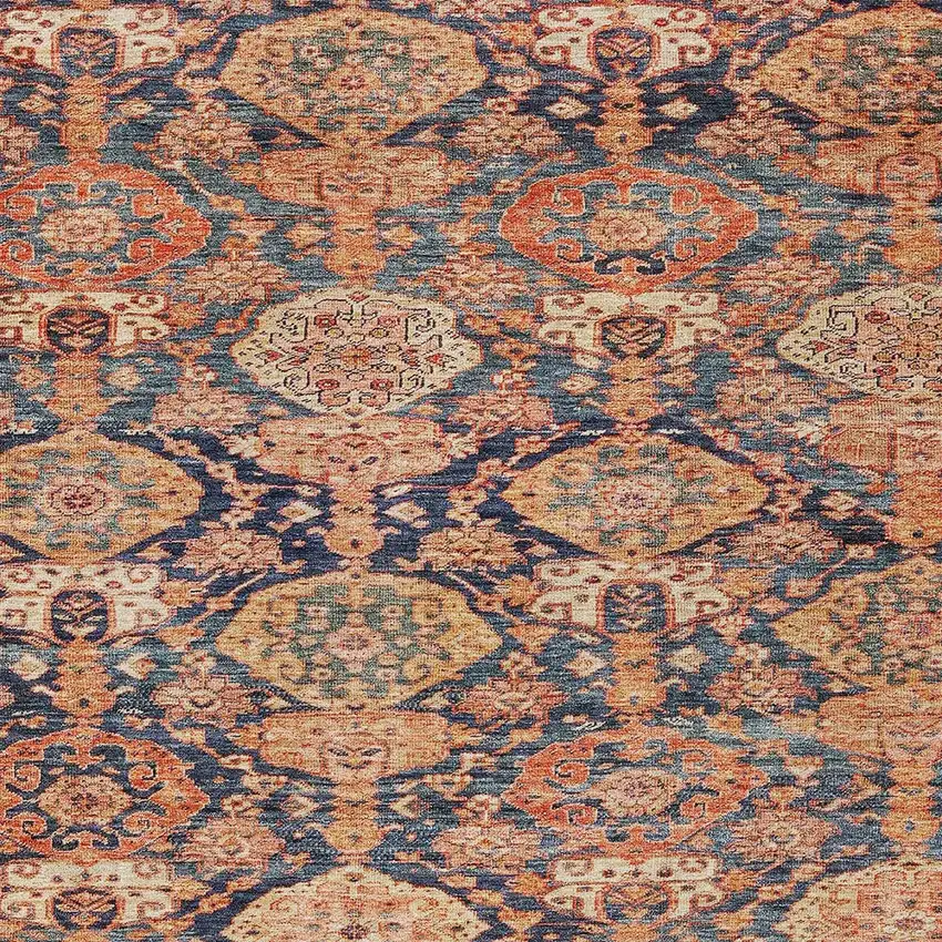 Terra Cotta And Charcoal Damask Washable Indoor Outdoor Area Rug Photo 5