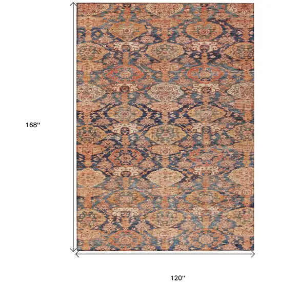 Terra Cotta And Charcoal Damask Washable Indoor Outdoor Area Rug Photo 7