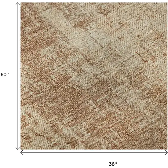 Terra Cotta And Copper Abstract Washable Area Rug With UV Protection Photo 9