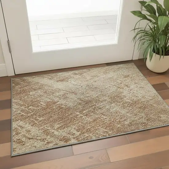 Terra Cotta And Copper Abstract Washable Area Rug With UV Protection Photo 2