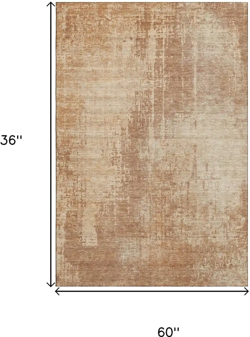 Terra Cotta And Copper Abstract Washable Area Rug With UV Protection Photo 3