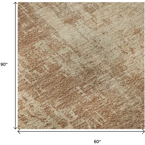 Terra Cotta And Copper Abstract Washable Area Rug With UV Protection Photo 9