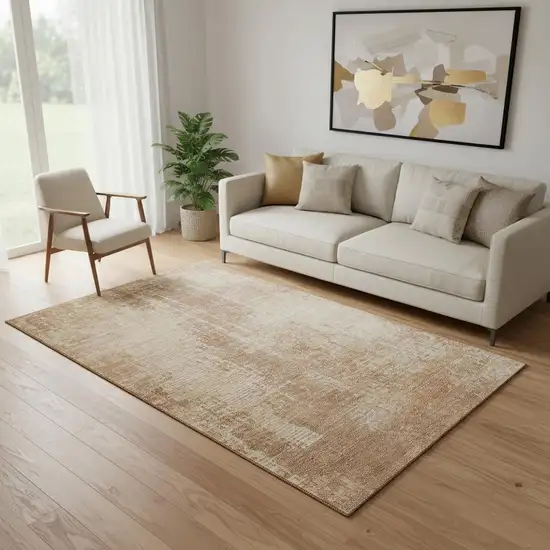 Terra Cotta And Copper Abstract Washable Area Rug With UV Protection Photo 1