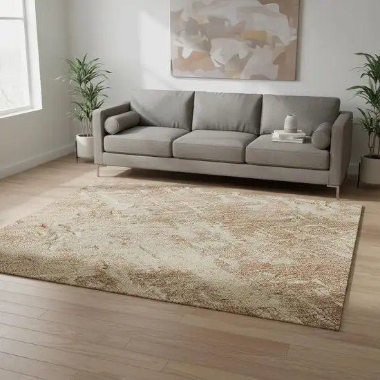 Terra Cotta And Copper Abstract Washable Area Rug With UV Protection Photo 2