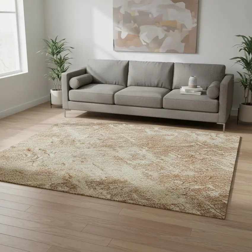 Terra Cotta And Copper Abstract Washable Area Rug With UV Protection Photo 2