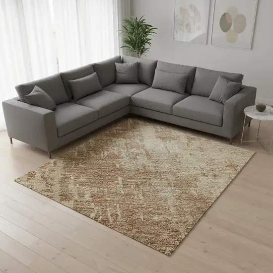 Terra Cotta And Copper Abstract Washable Area Rug With UV Protection Photo 2