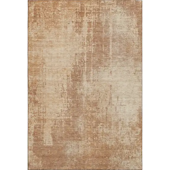 Terra Cotta And Copper Abstract Washable Area Rug With UV Protection Photo 5
