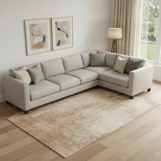 Terra Cotta And Copper Abstract Washable Area Rug With UV Protection Photo 1