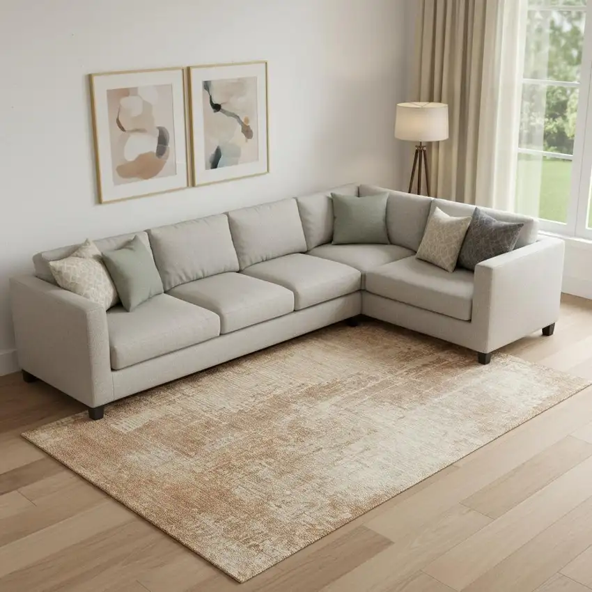 Terra Cotta And Copper Abstract Washable Area Rug With UV Protection Photo 1