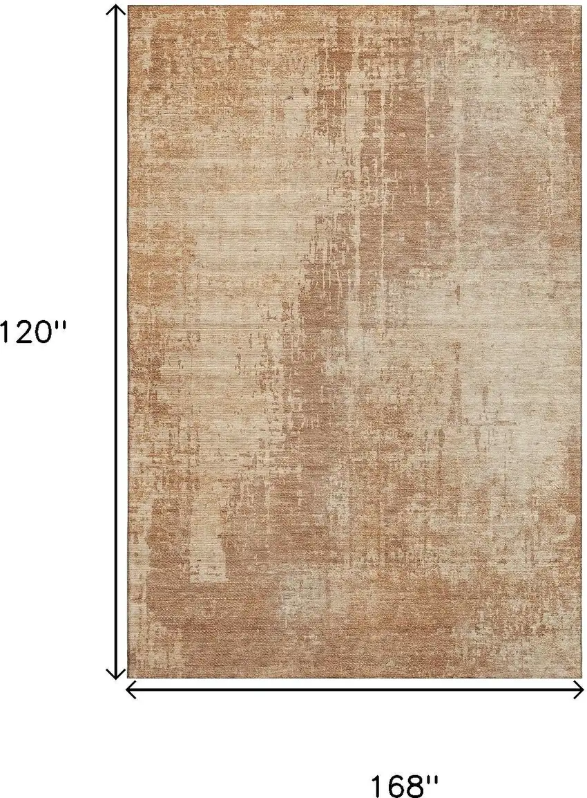 Terra Cotta And Copper Abstract Washable Area Rug With UV Protection Photo 3