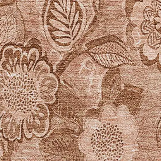 Terra Cotta And Copper Floral Washable Area Rug With UV Protection Photo 3