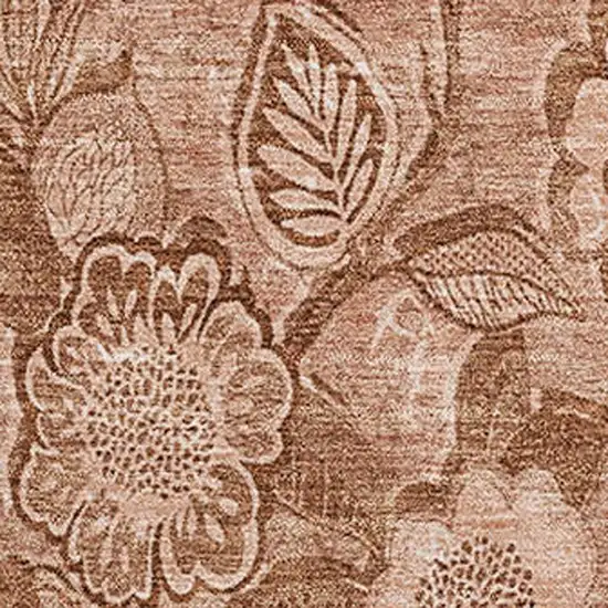 Terra Cotta And Copper Floral Washable Area Rug With UV Protection Photo 3