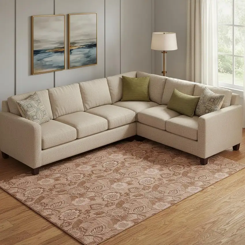 Terra Cotta And Copper Floral Washable Area Rug With UV Protection Photo 2